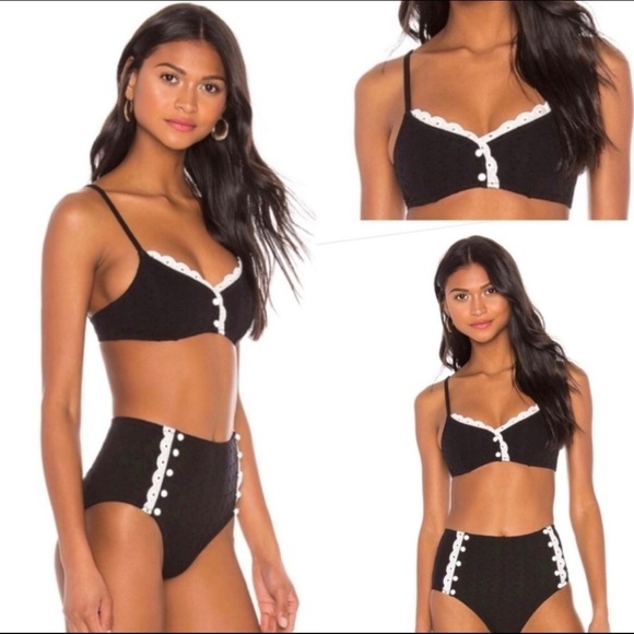 NWT Morgan Lane Vintage High-Rise Scalloped Eyelet 2Pc Bikini - Picture 1 of 13